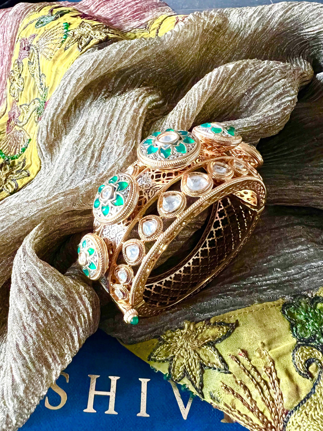 Statement Wedding Kundan Cuff - SHIVKA