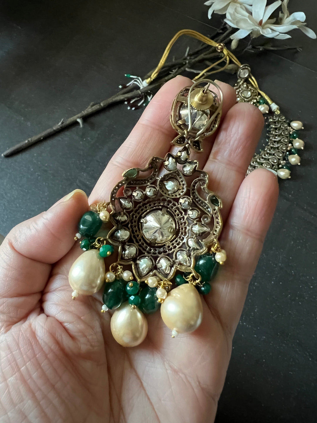 Victorian Polki Kundan Necklace with Earrings