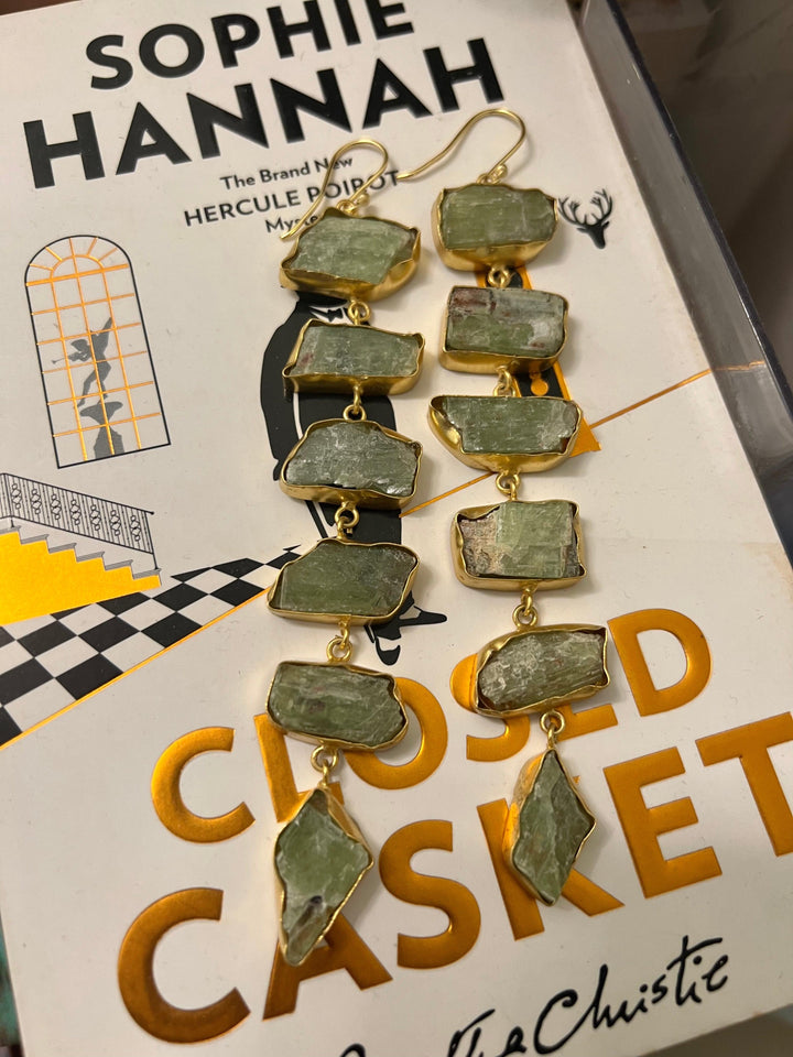 Statement Peridot Long Danglers - SHIVKA