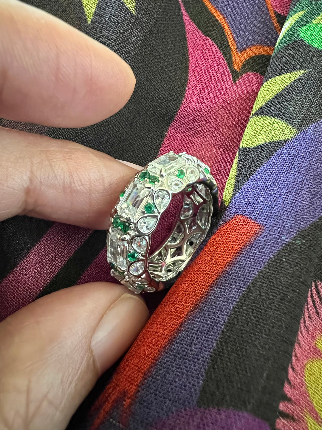 Designer Pure Silver Cubic Zirconia Ring