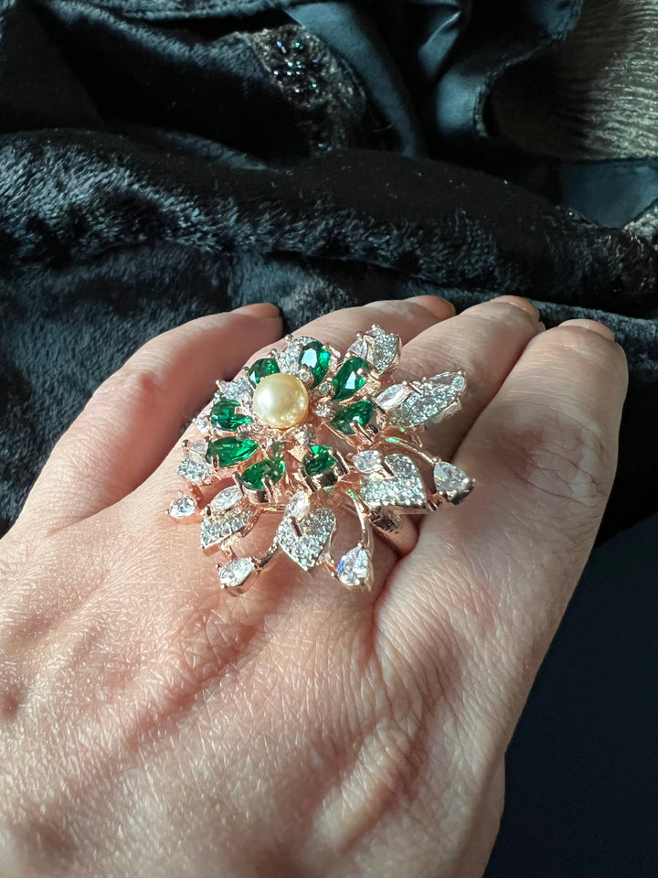 Statement Emerald Zirconia Ring - SHIVKA