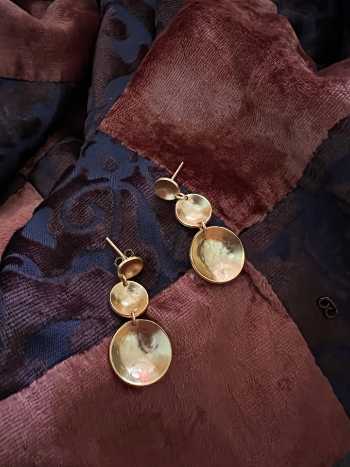 Three Tier Brass Earrings - SHIVKA