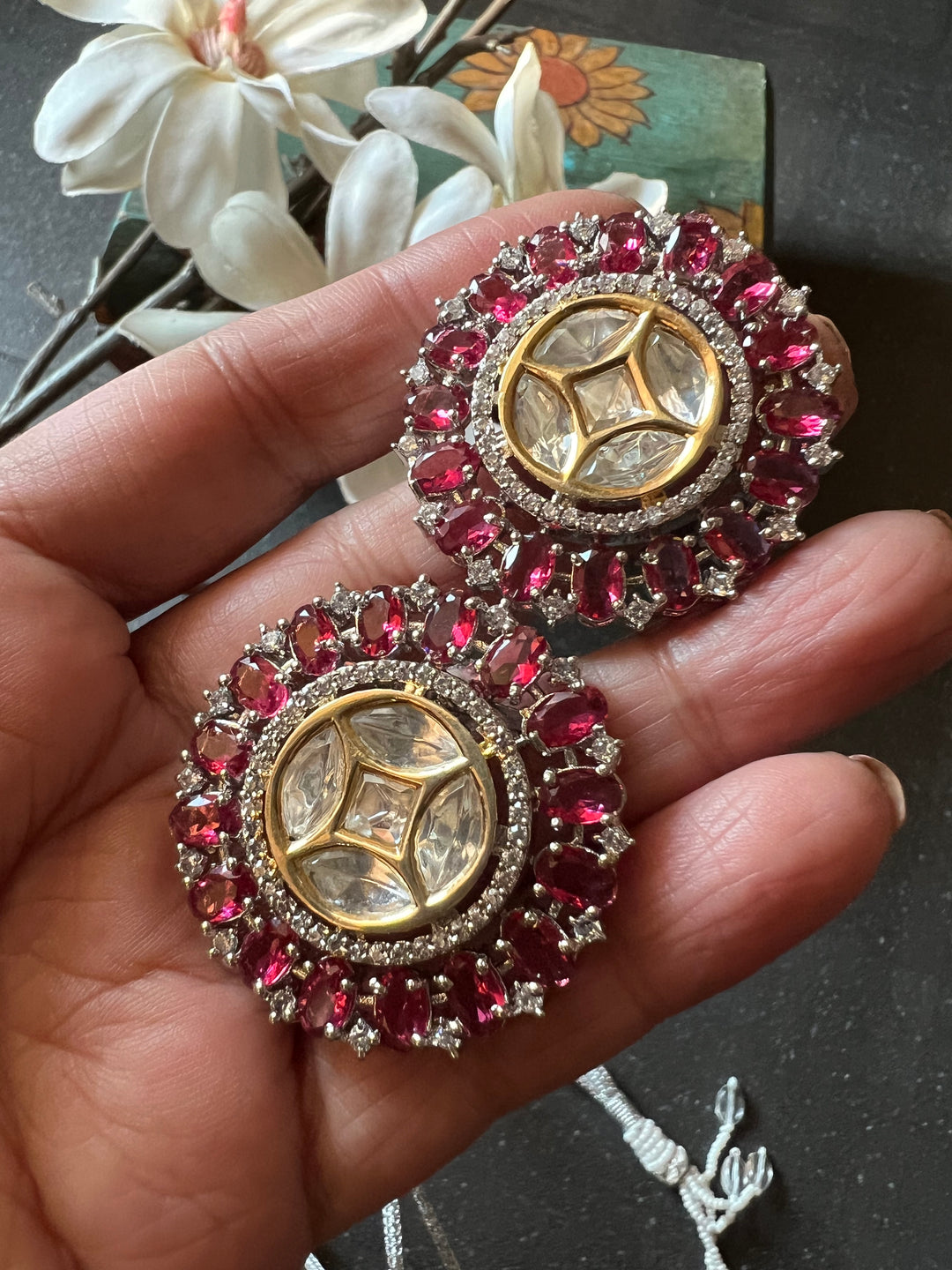 Victorian Kundan Choker Necklace with Earrings