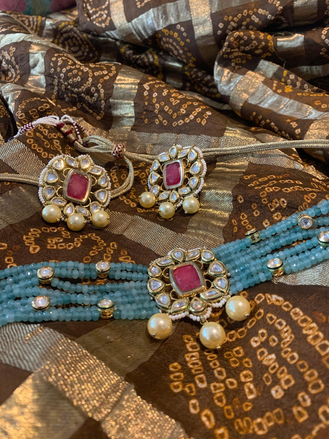 Royal Kundan Choker with Studs - SHIVKA