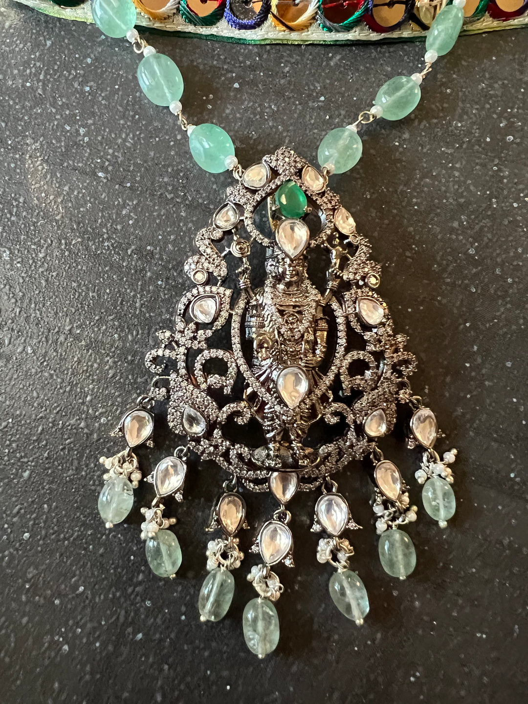 Victorian Pendant Necklace with Jhumka Earrings