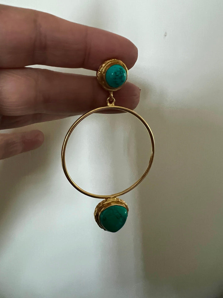 Turquoise Hoop Style Earrings - SHIVKA