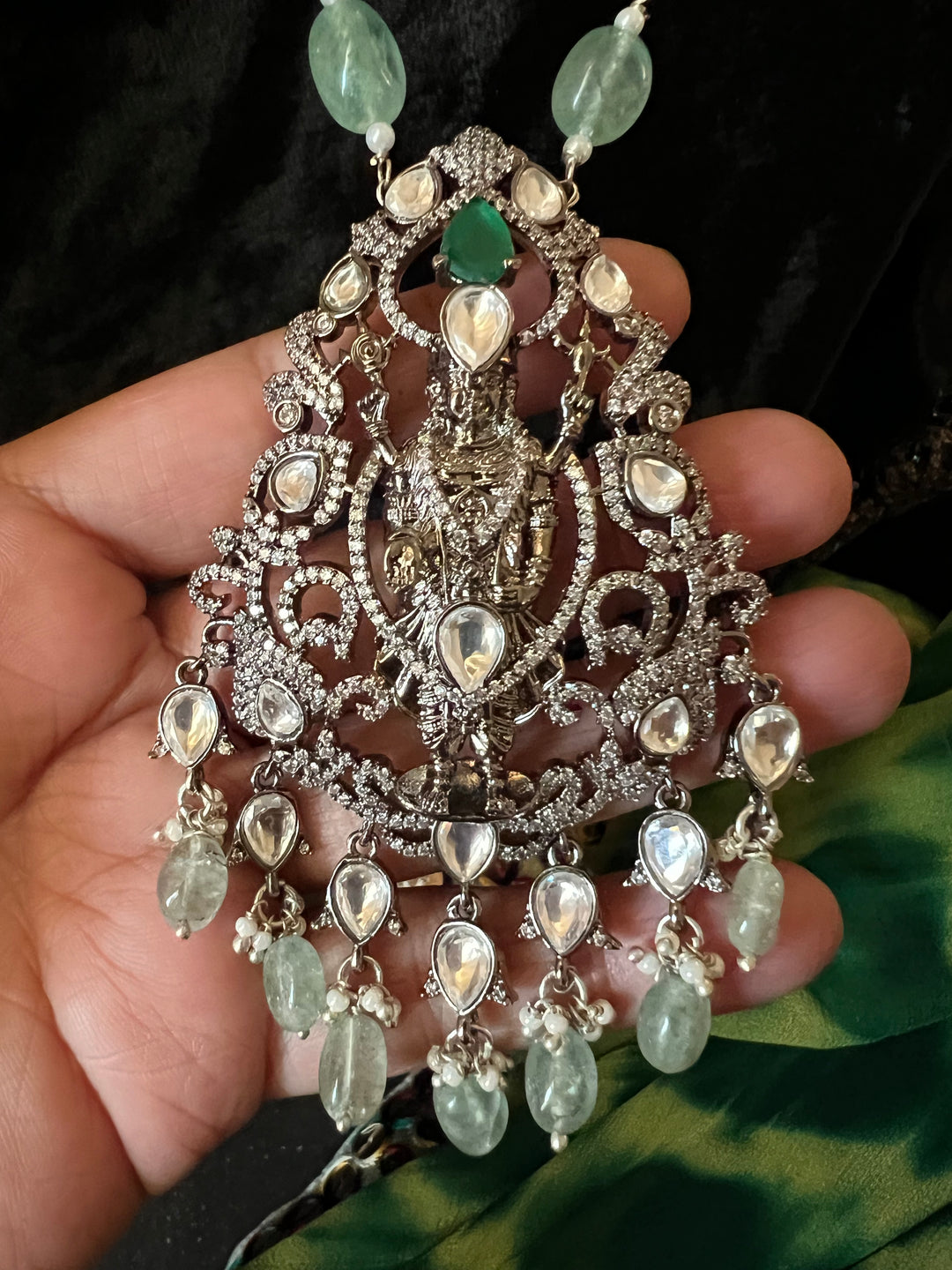 Victorian Pendant Necklace with Jhumka Earrings