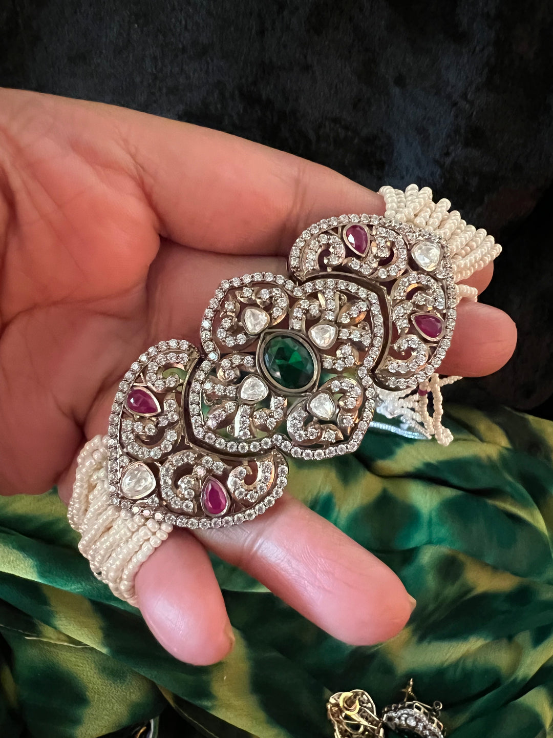 Pearls Choker with Statement Earrings