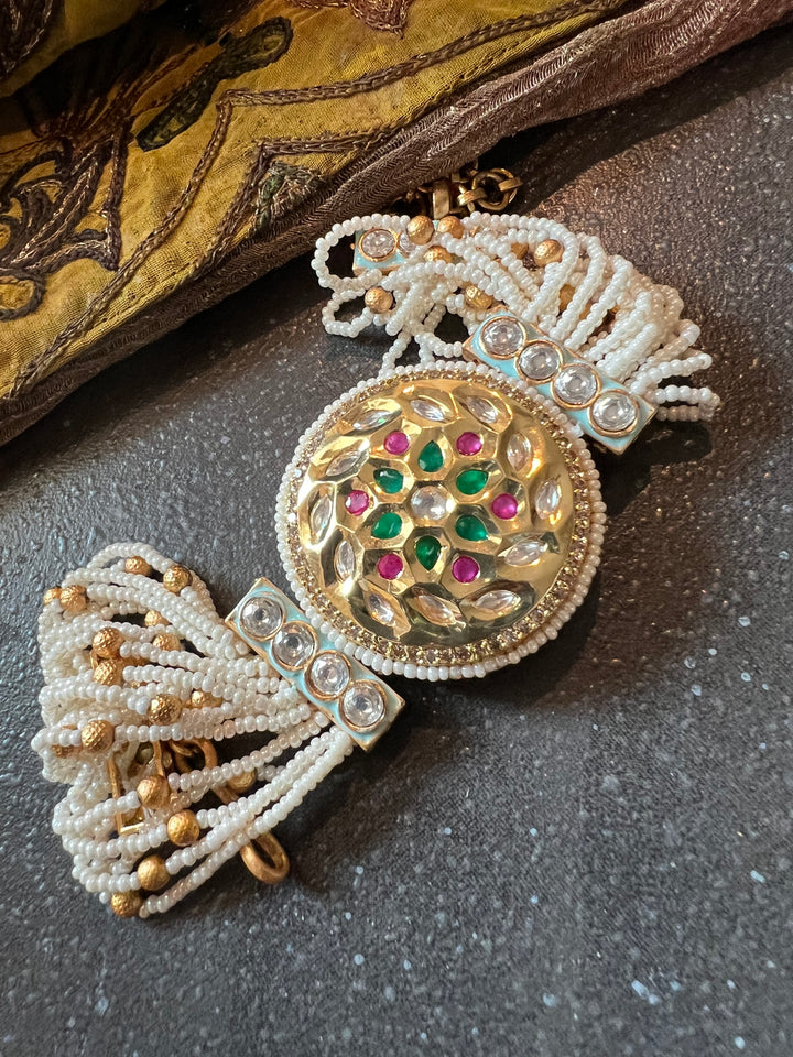 Pearls and Gold Kundan Bracelet