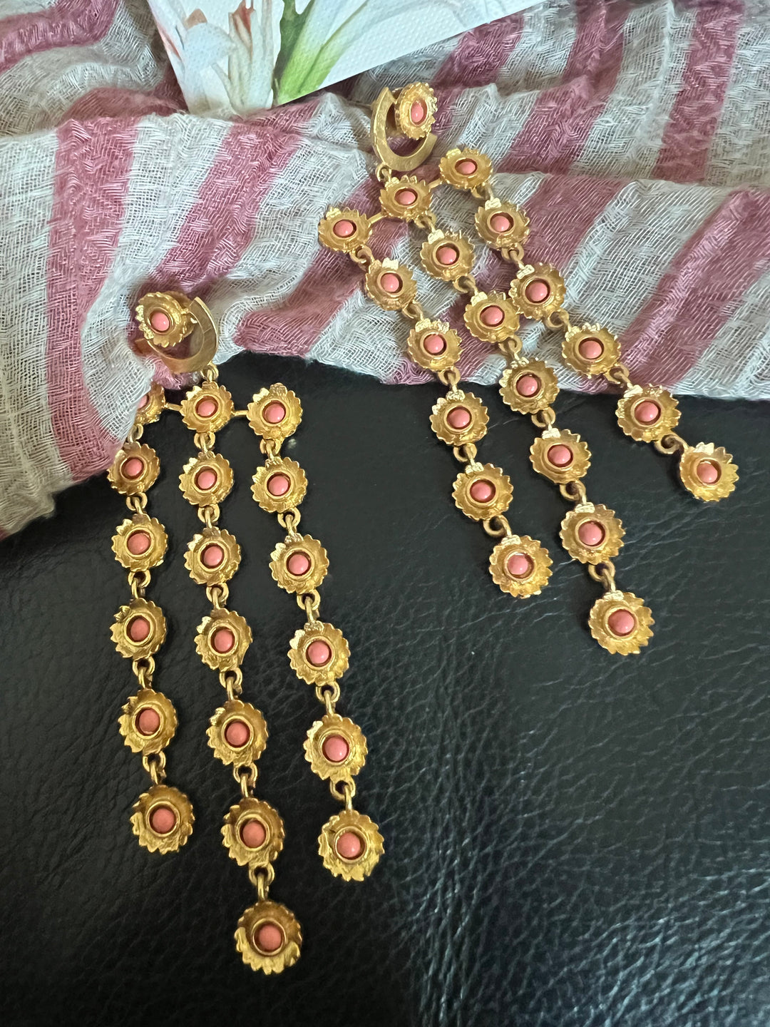 Pink Coral Flowers Earrings