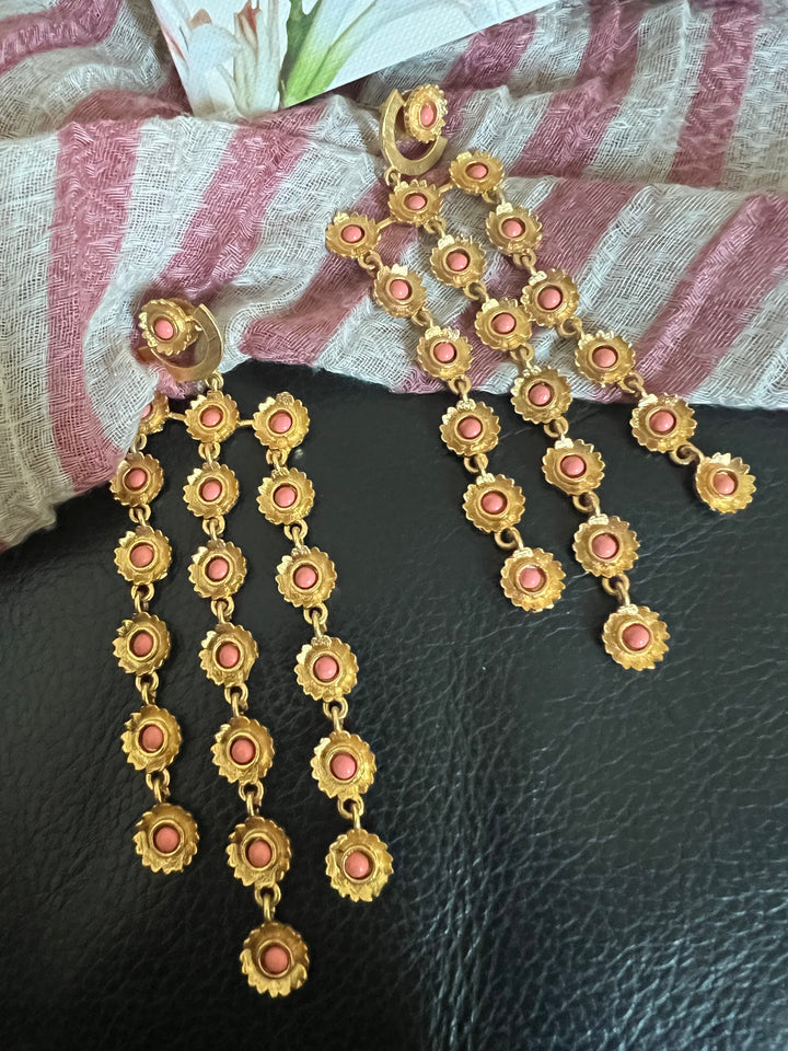 Pink Coral Flowers Earrings