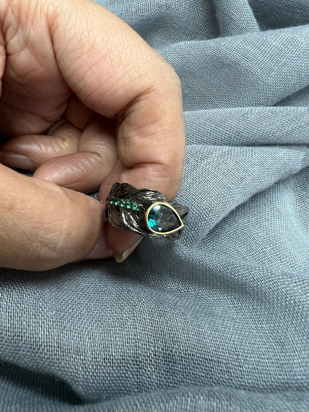 Vintage Pure 925 Silver Topaz  Ring - SHIVKA