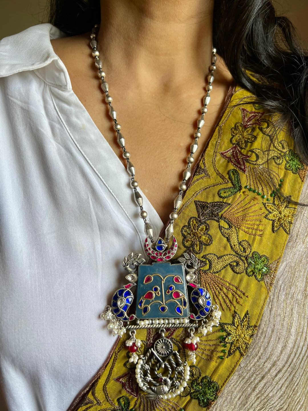 SHIVKA Vintage Pure 925 Silver Pendant Necklace