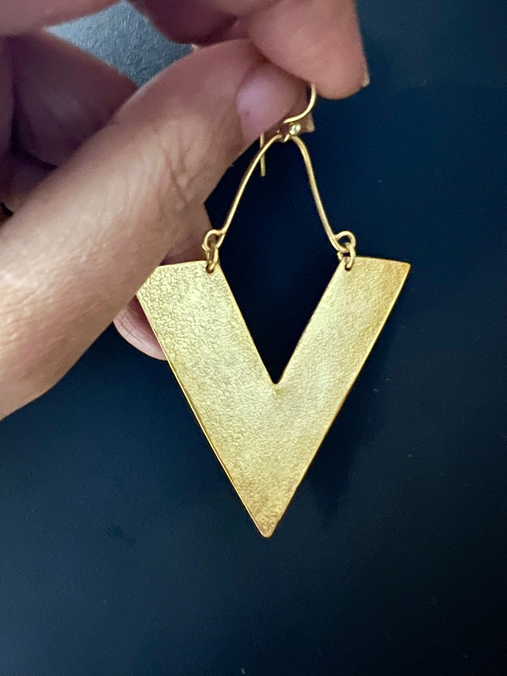 Designer Textured Triangular Danglers