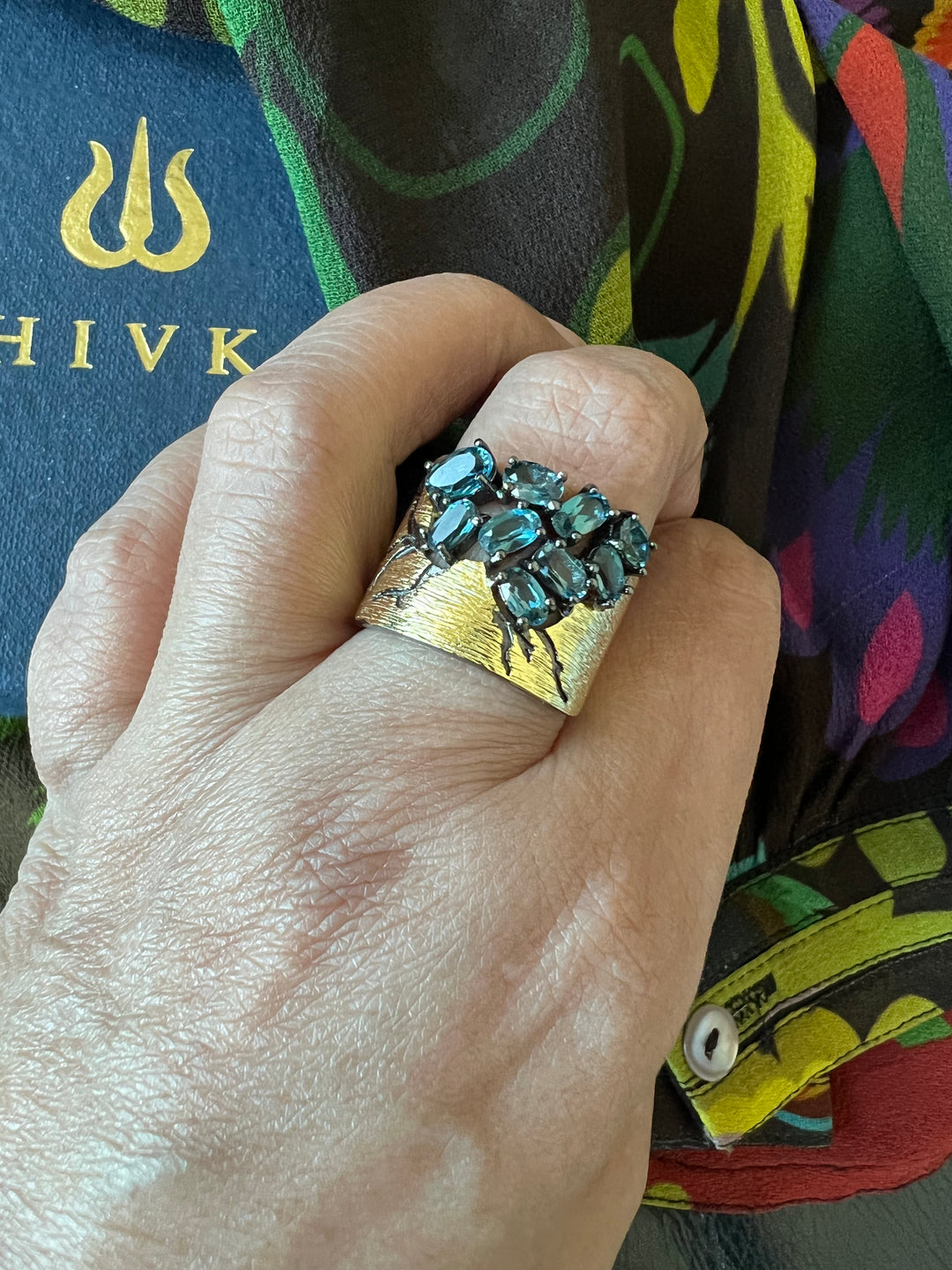 Designer Pure Silver Blue Topaz Ring