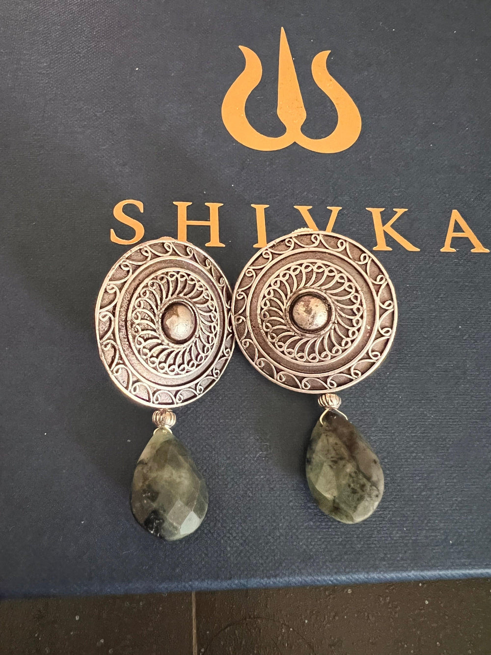 Real Emerald Drop Antique Earrings - SHIVKA
