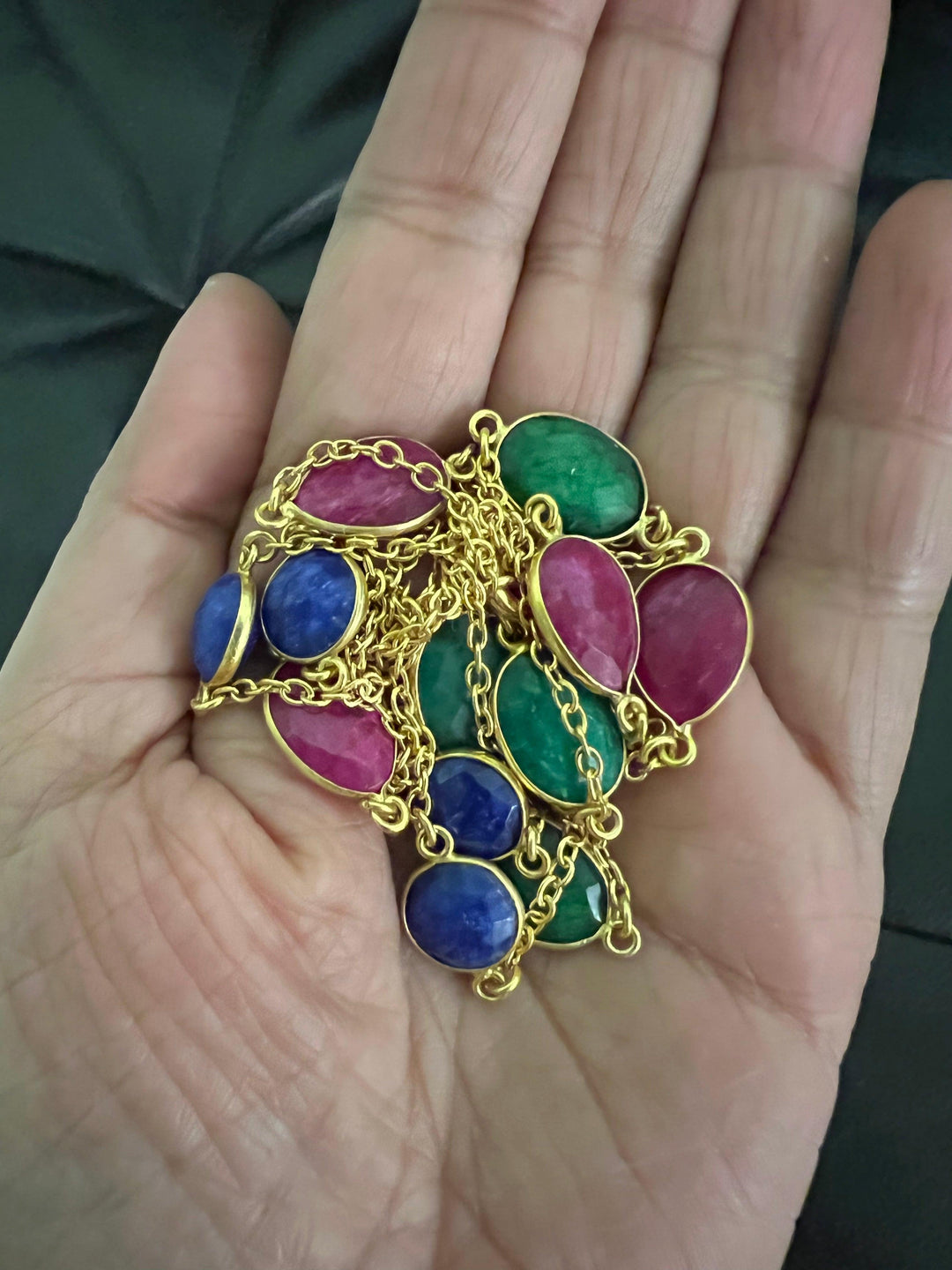 Multi Gemstones Long Necklace - SHIVKA