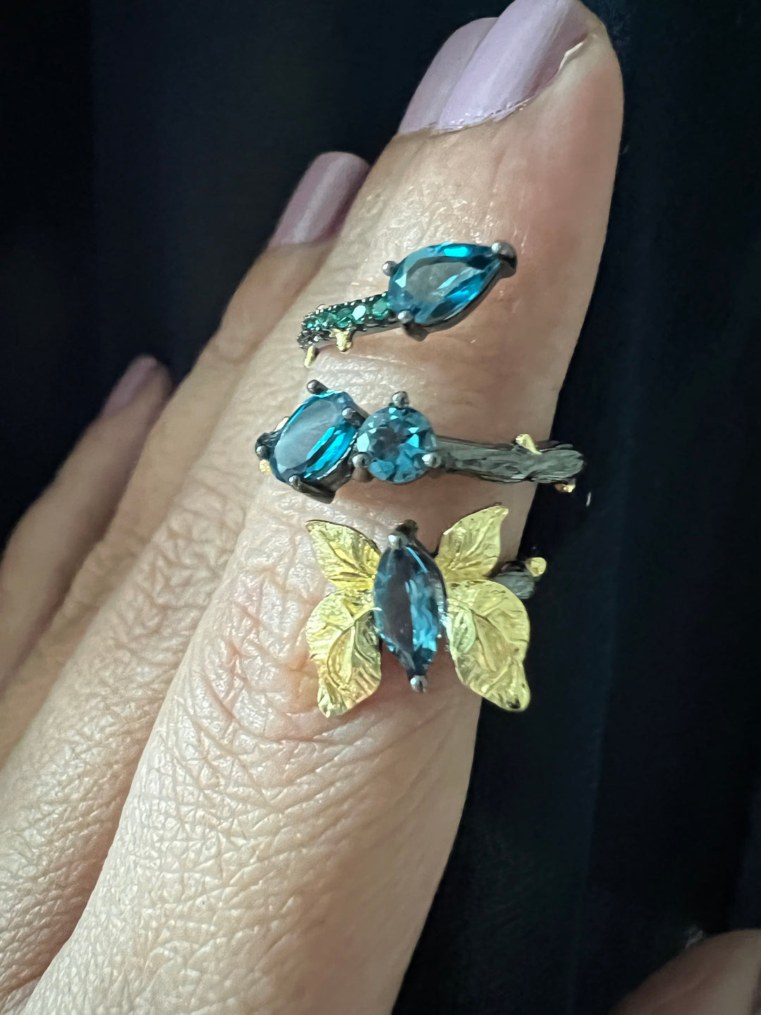 Designer Pure Silver Blue Topaz Ring