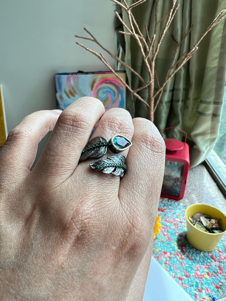 Vintage Pure 925 Silver Blue Topaz Ring - SHIVKA