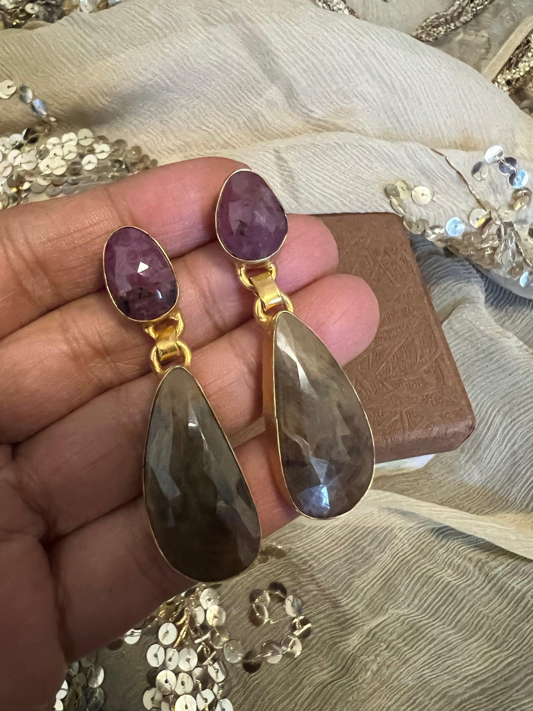 Premium Ruby and Sapphire Earrings - SHIVKA