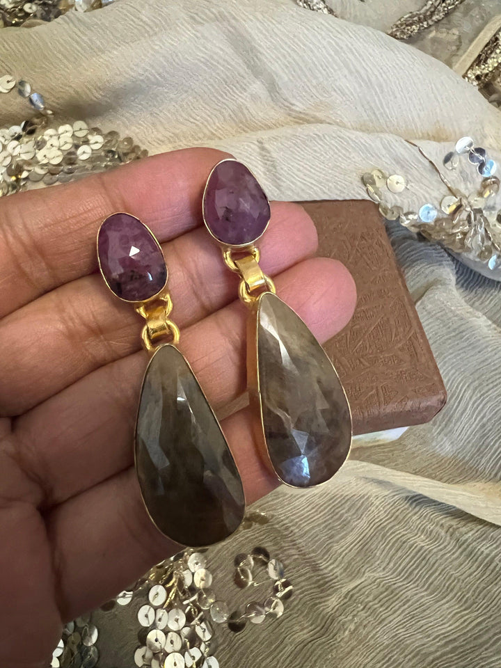 Premium Ruby and Sapphire Earrings - SHIVKA