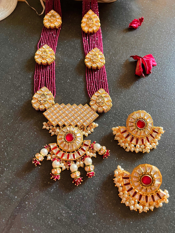 Kundan Rani Haar with Statement Earrings - SHIVKA