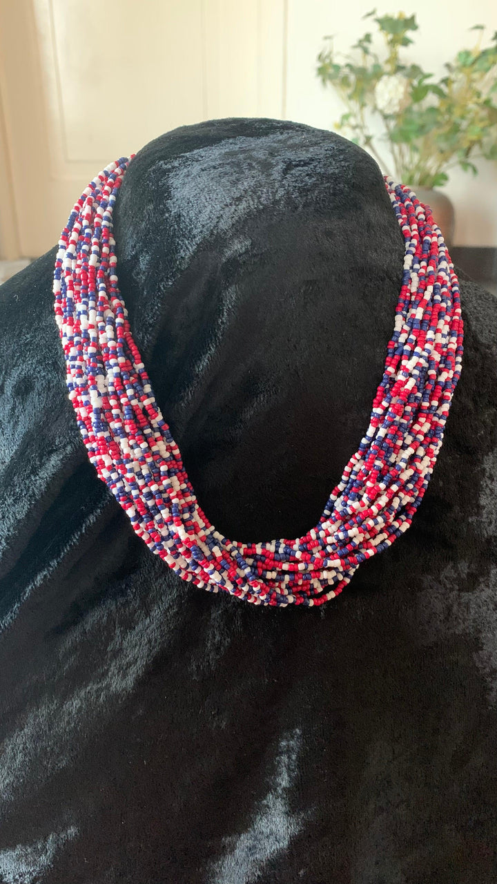 Statement Multicolored Necklace with Antique Studs - SHIVKA