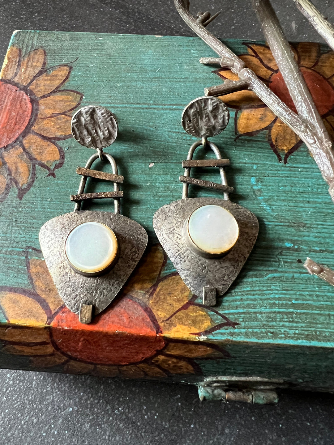 Vintage White Stone Earrings