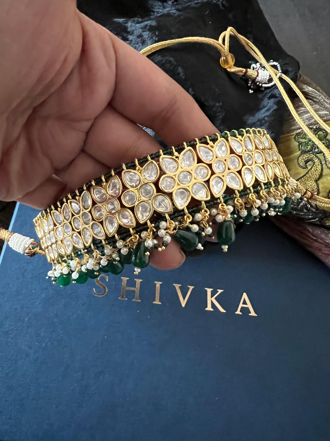 Scintillating Kundan Choker with Earrings - SHIVKA