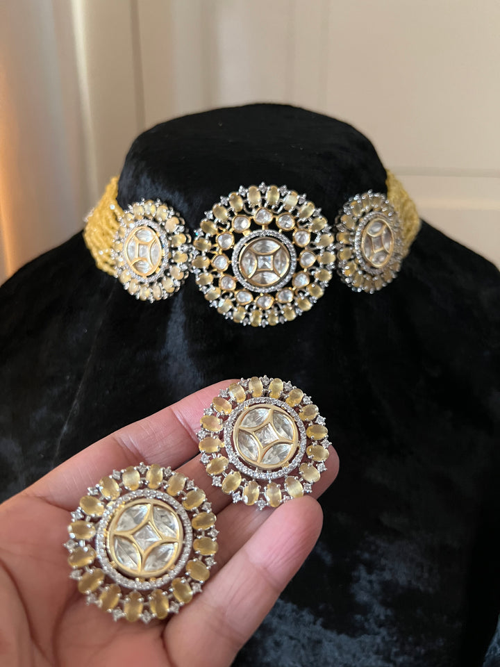 Victorian Kundan Choker Necklace with Earrings