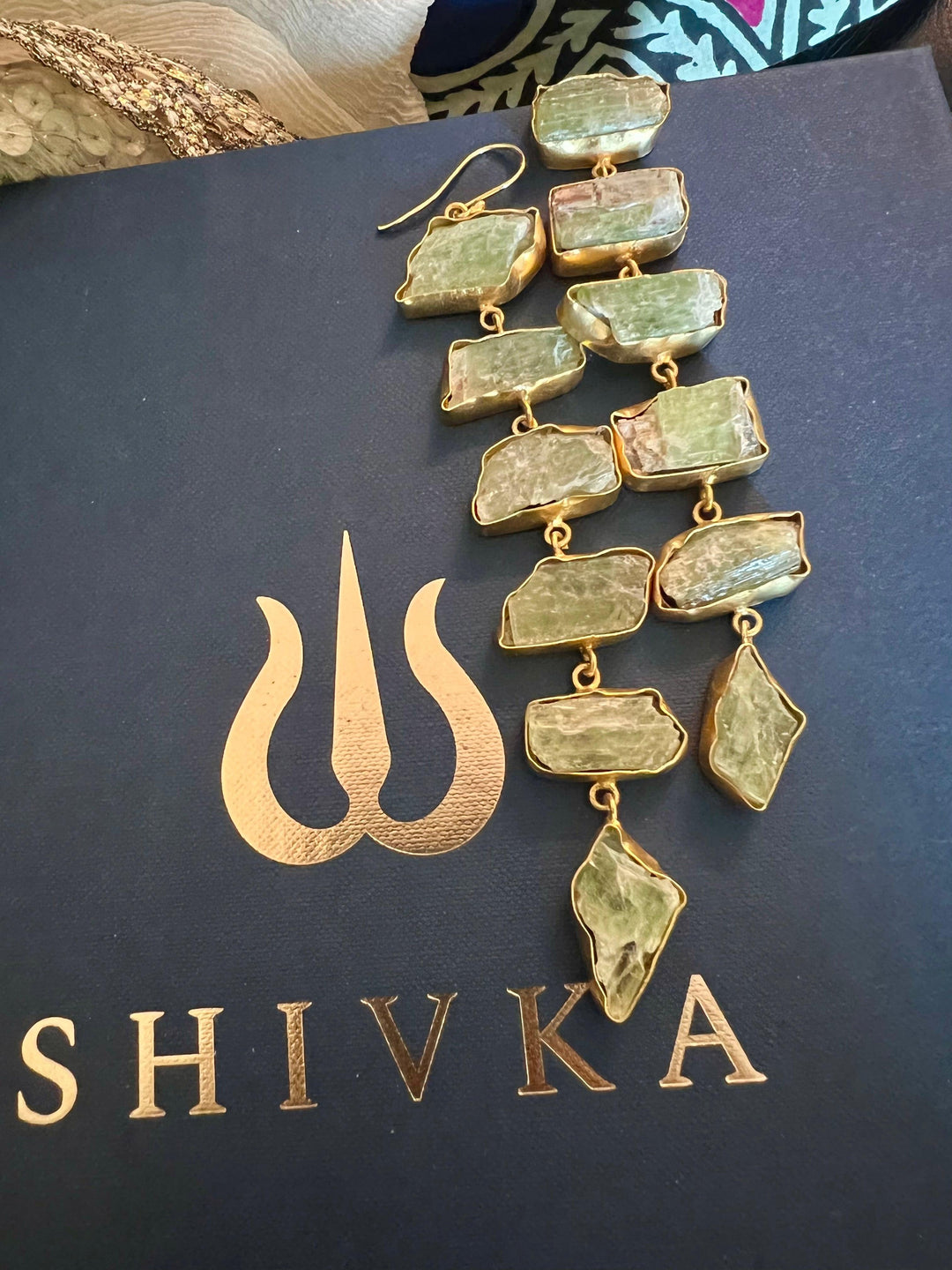 Statement Peridot Long Danglers - SHIVKA