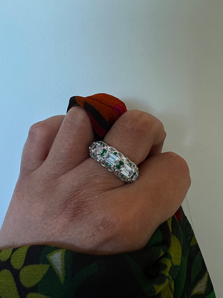 Designer Pure Silver Cubic Zirconia Ring