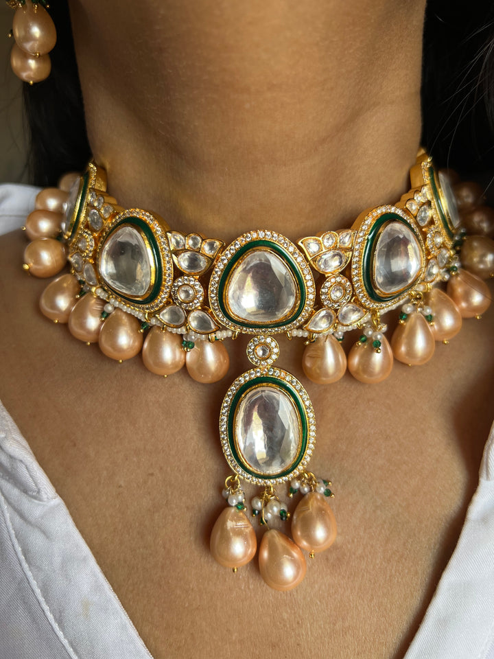 Royal Bridal Choker Necklace with Earrings and Maangtikka