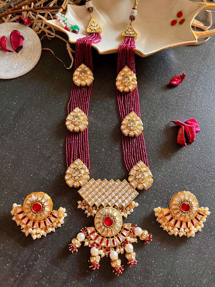 Kundan Rani Haar with Statement Earrings - SHIVKA