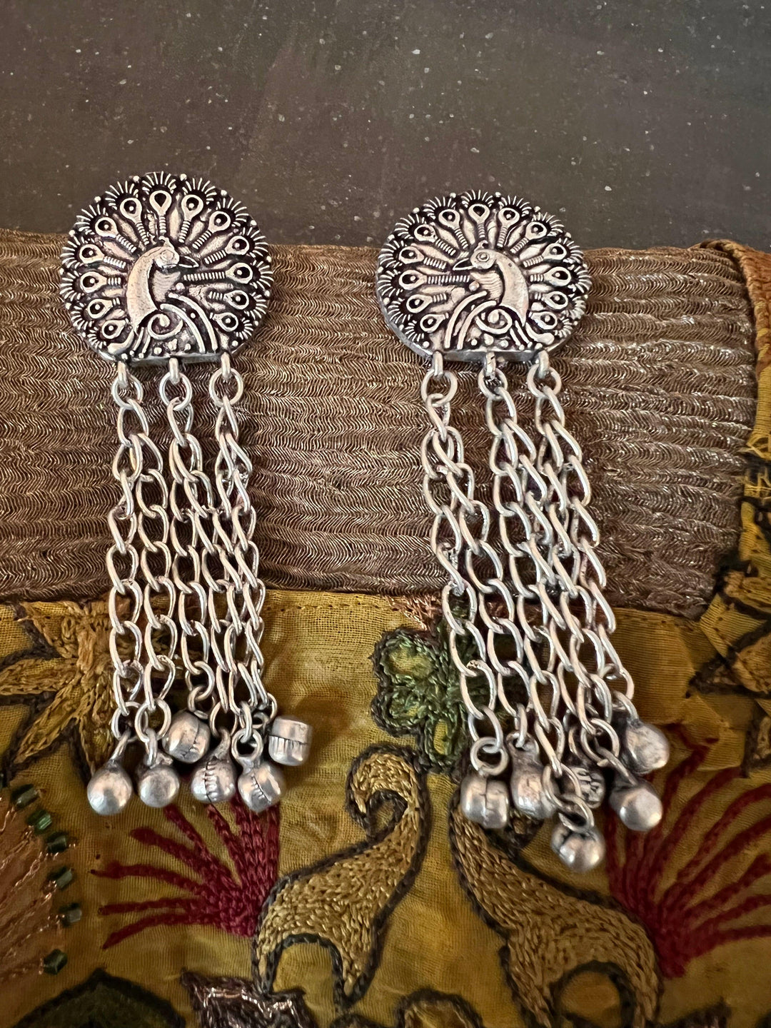 Tasseled Peacock Earrings - SHIVKA