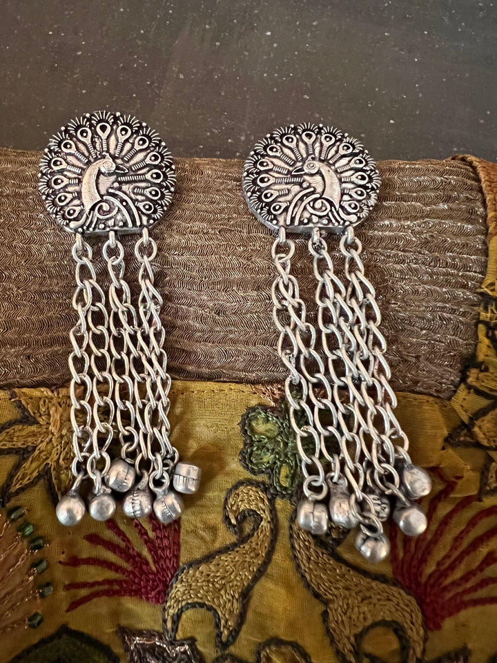 Tasseled Peacock Earrings - SHIVKA