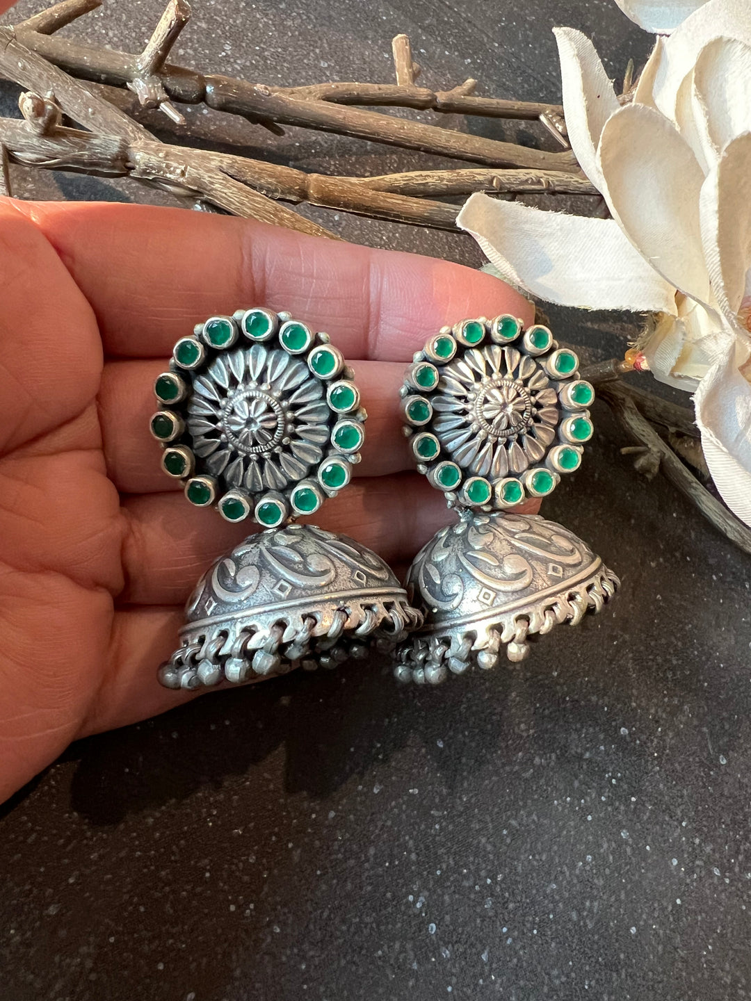 Magnificent Pure 925 Silver Jhumkas