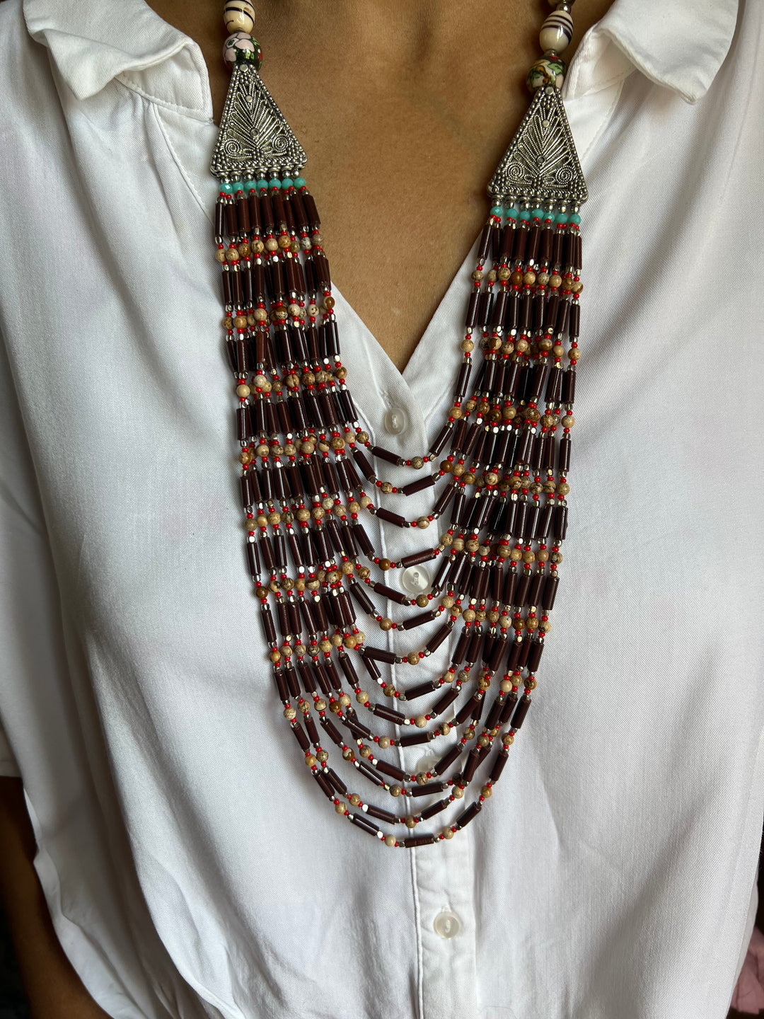 Fourteen Layered Tribal Beaded Necklace
