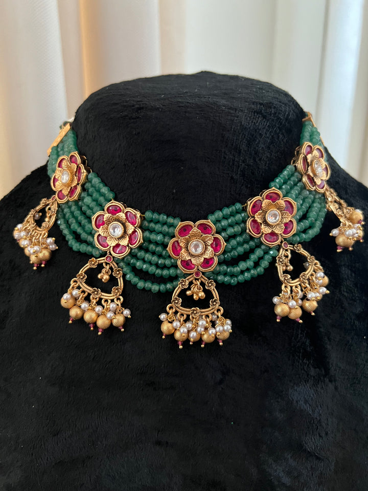 Kundan Wedding Collar Necklace with Earrings