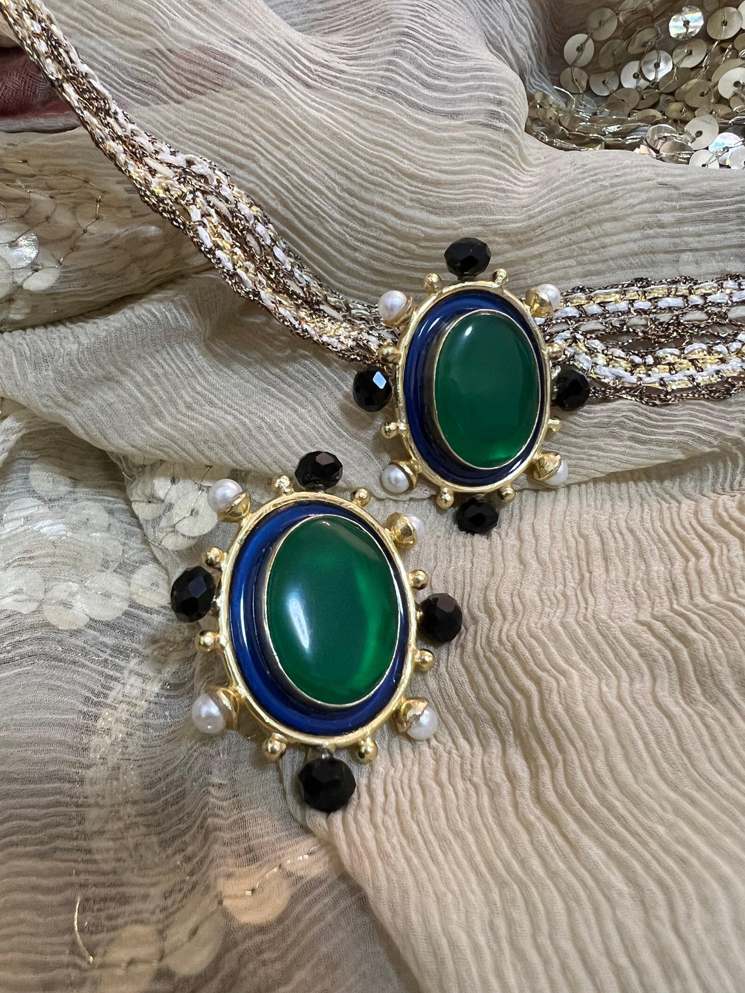 Statement Pearl and Stone Studs - SHIVKA