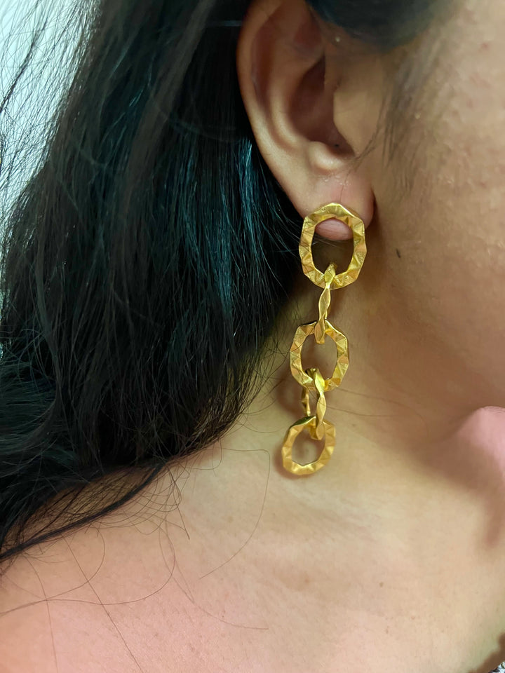 Statement Gold Tone Chain Links Earrings