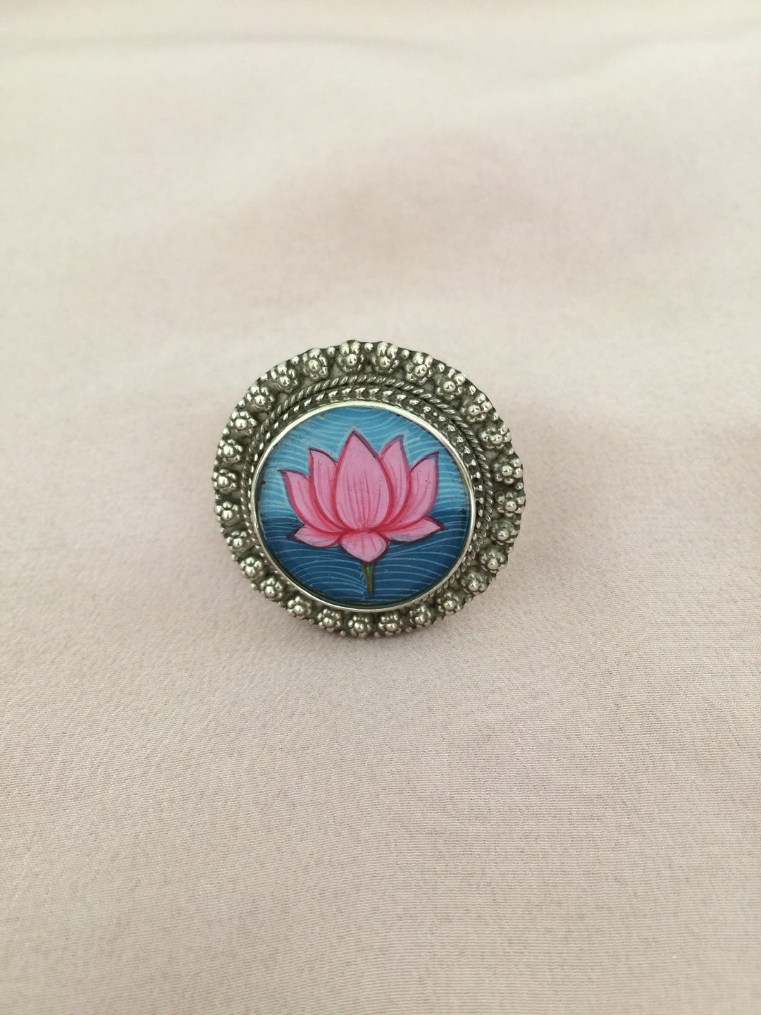 Hand-painted Pure 925 Silver Ring