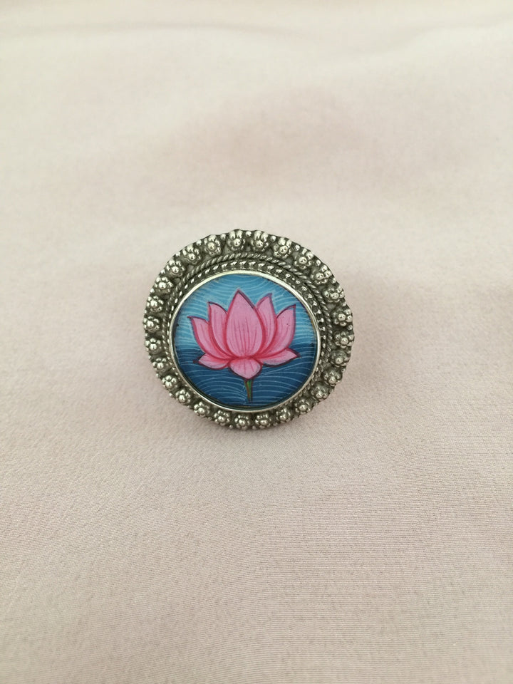 Hand-painted Pure 925 Silver Ring