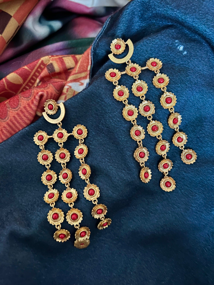 SHIVKA Scintillating Coral Flowers Danglers