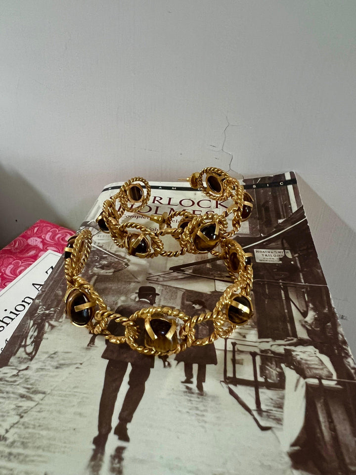 Tiger Eye Hoop Earrings - SHIVKA