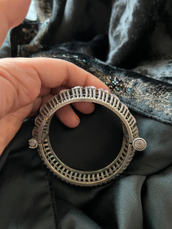 Statement Pink Stone Antique Kada/ Premium Quality Kada / Indian Bangle - SHIVKA