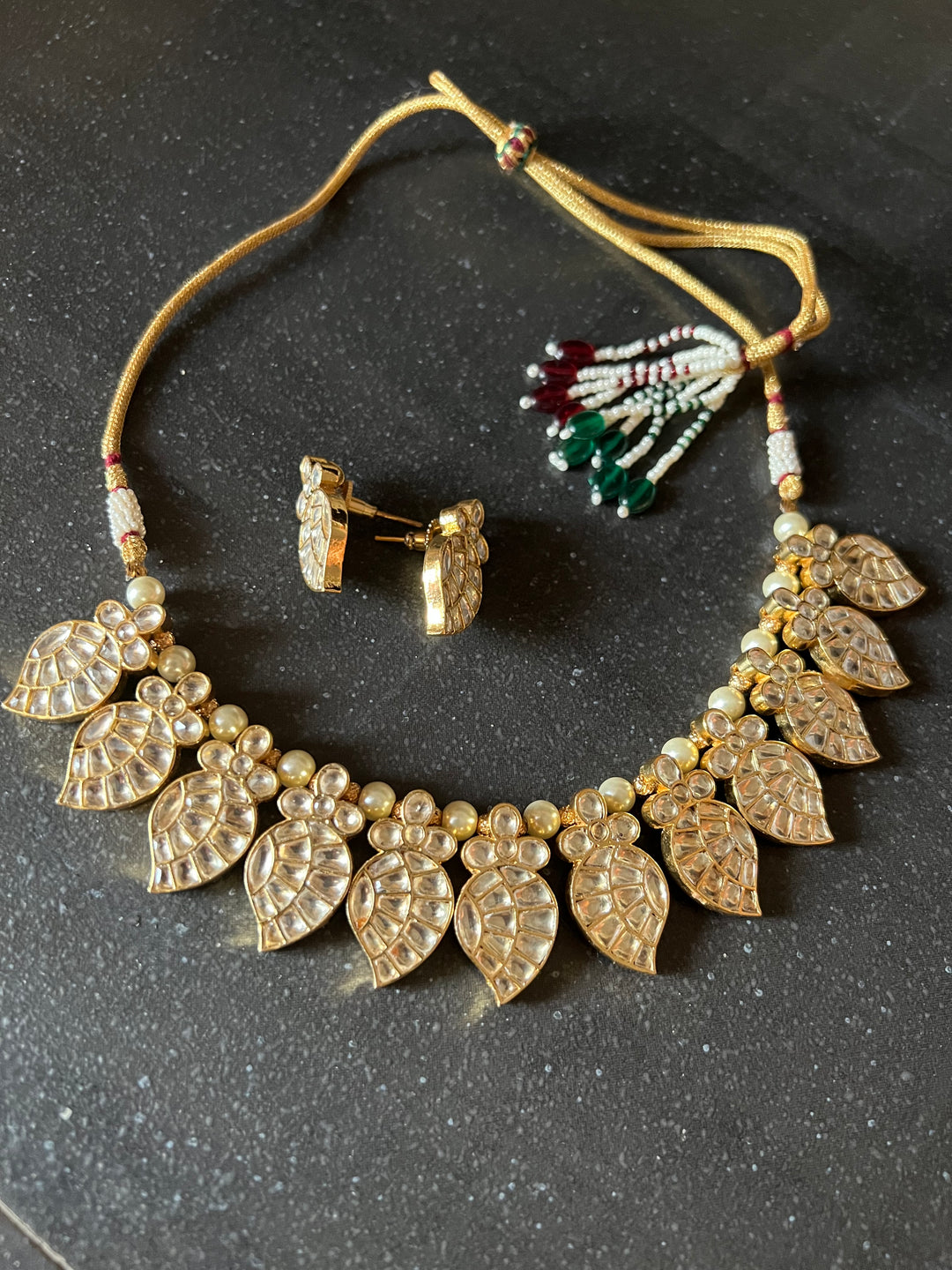 Pachi Kundan Wedding Collar Necklace with Studs