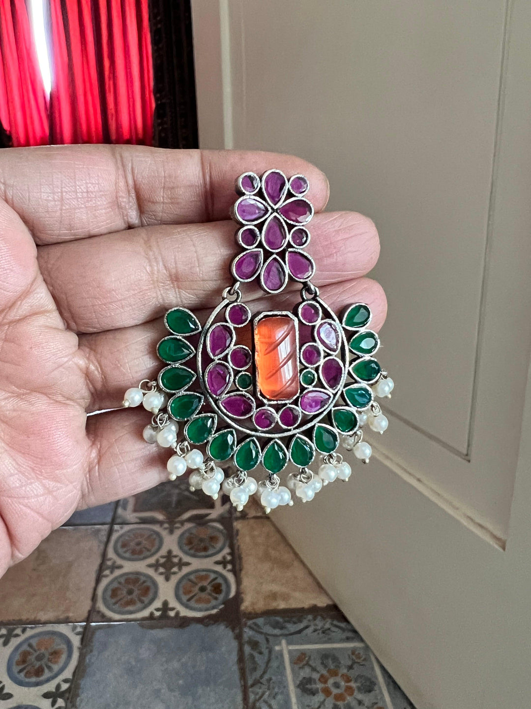 Scintillating Vintage Stones Choker with Statement Chandbaalis - SHIVKA