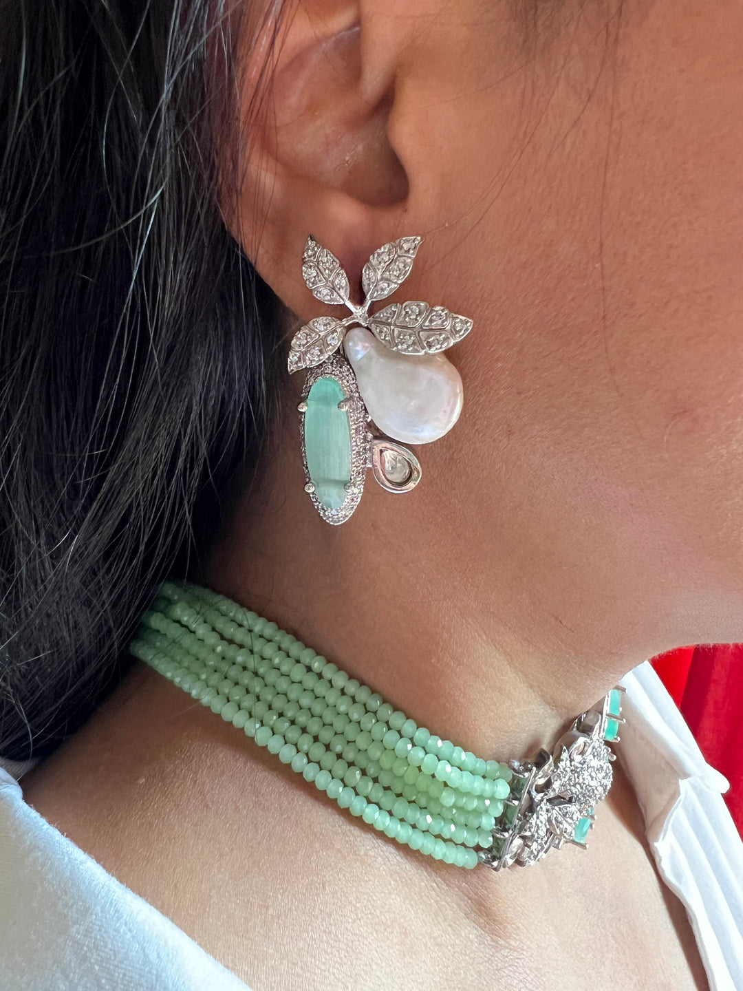 Sea Green Designer Choker with Studs