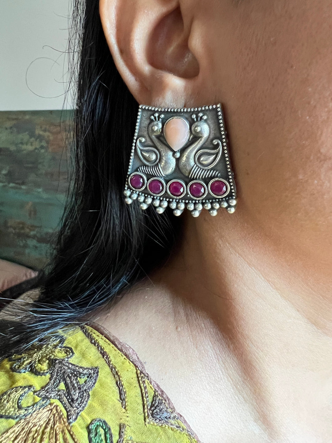 Antique Twin Peacock Earrings